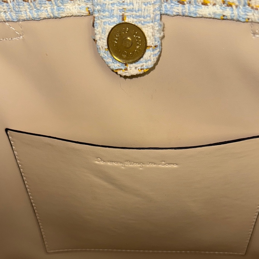 Do Everything in Love Blue and Cream Plaid Tote - Picture 7 of 11